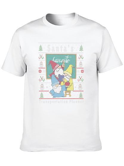 Santas Favorite Transportation Planner Ugly Christmas T-Shirt