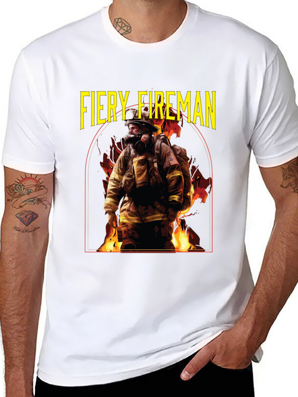 Fiery Fireman Graphic T-Shirt