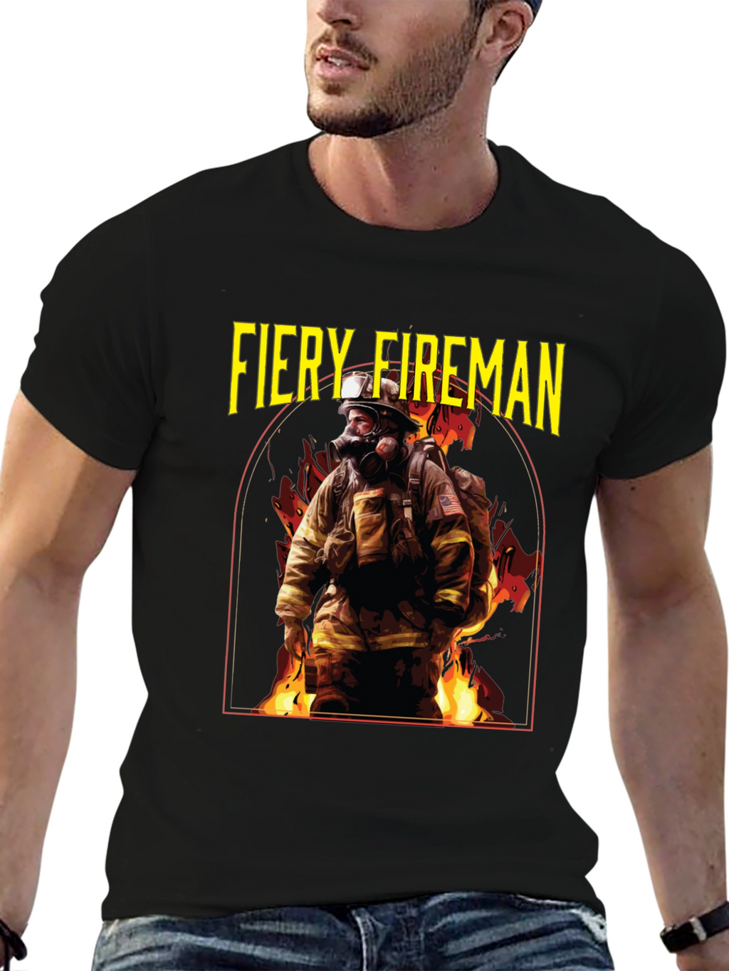 Fiery Fireman Graphic T-Shirt