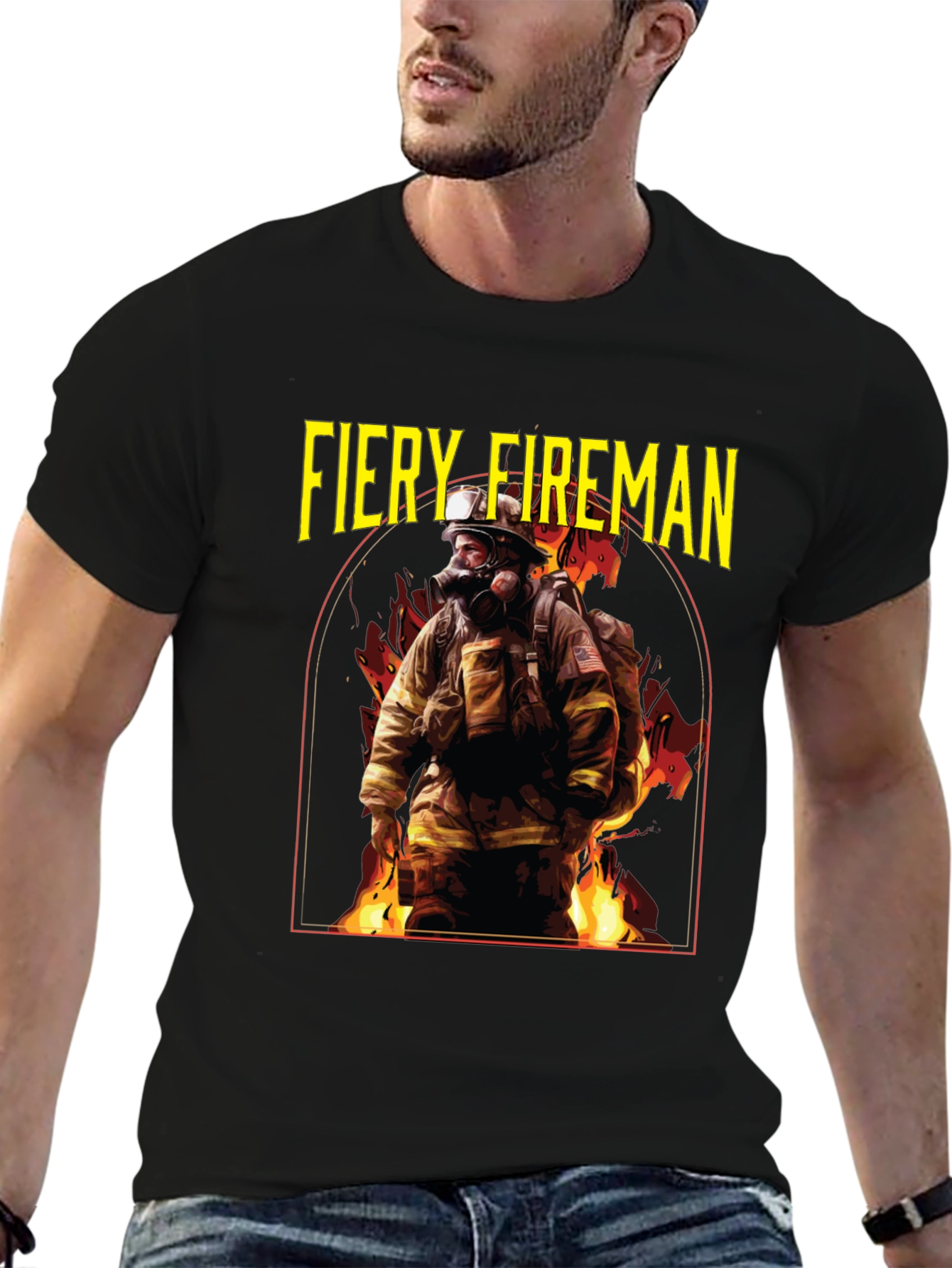 Fiery Fireman Graphic T-Shirt