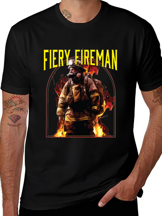 Fiery Fireman Graphic T-Shirt