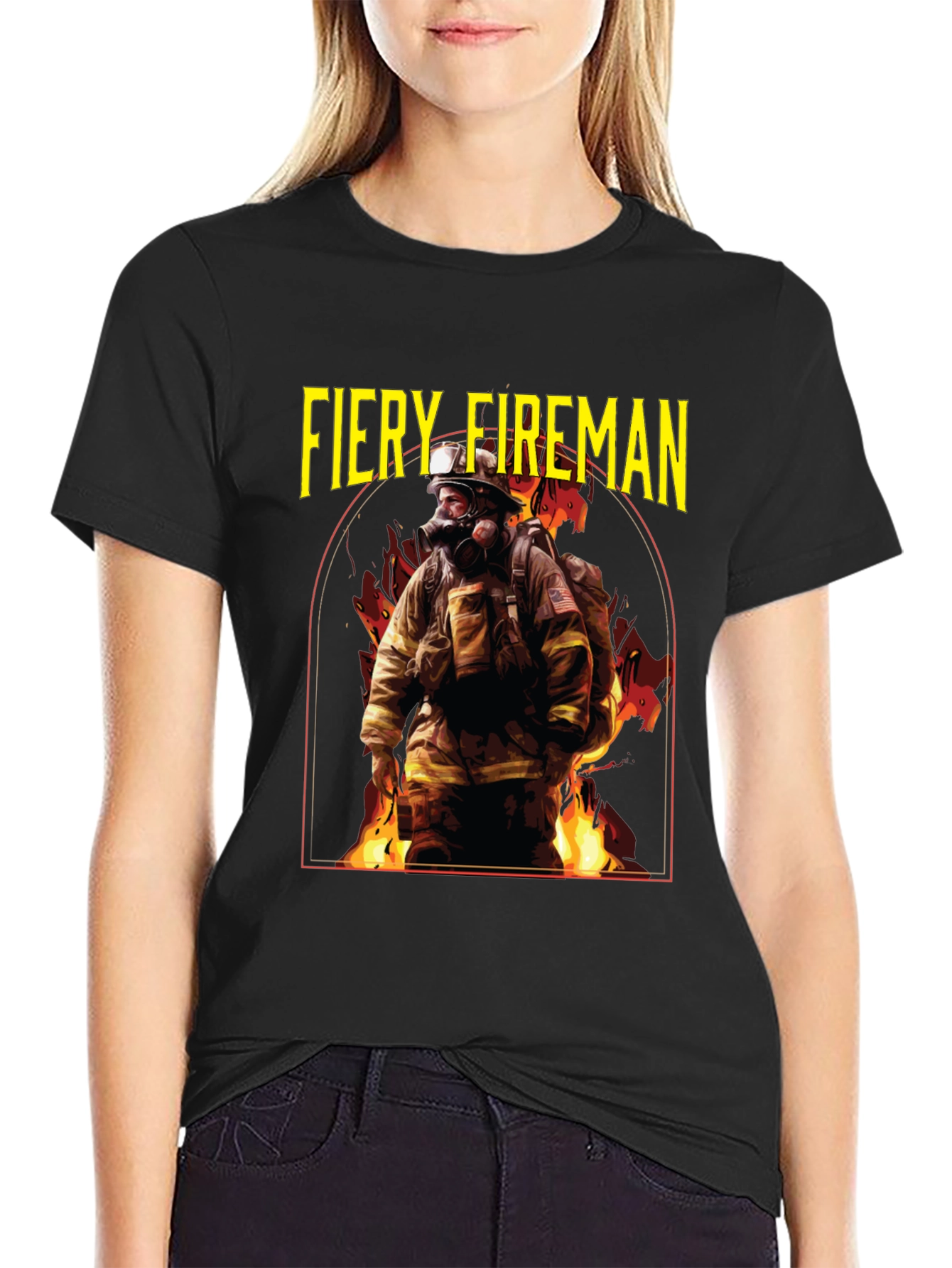 Fiery Fireman Graphic T-Shirt