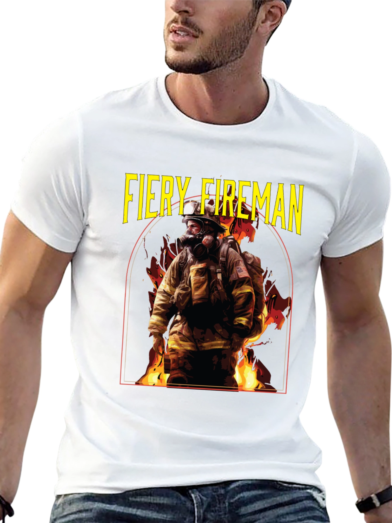 Fiery Fireman Graphic T-Shirt