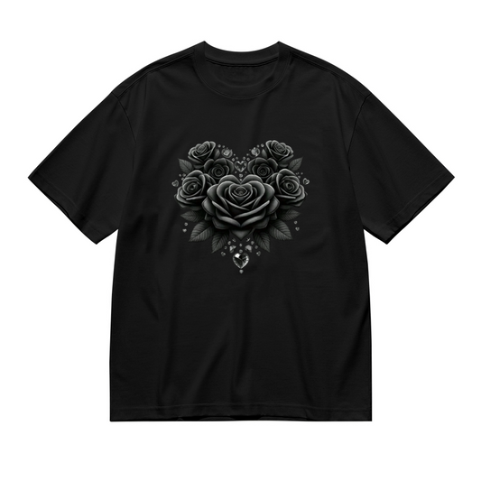 Gothic Black Rose Diamond Heart Dark Aesthetic Top