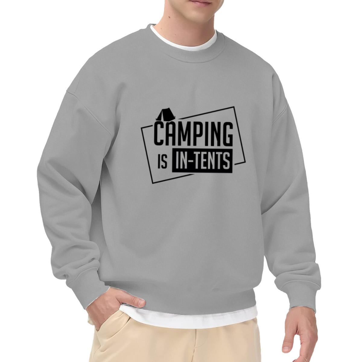 Camping Is In-Tents Humor Crewneck Sweatshirt, Punny Outdoor Lover Camping Gift