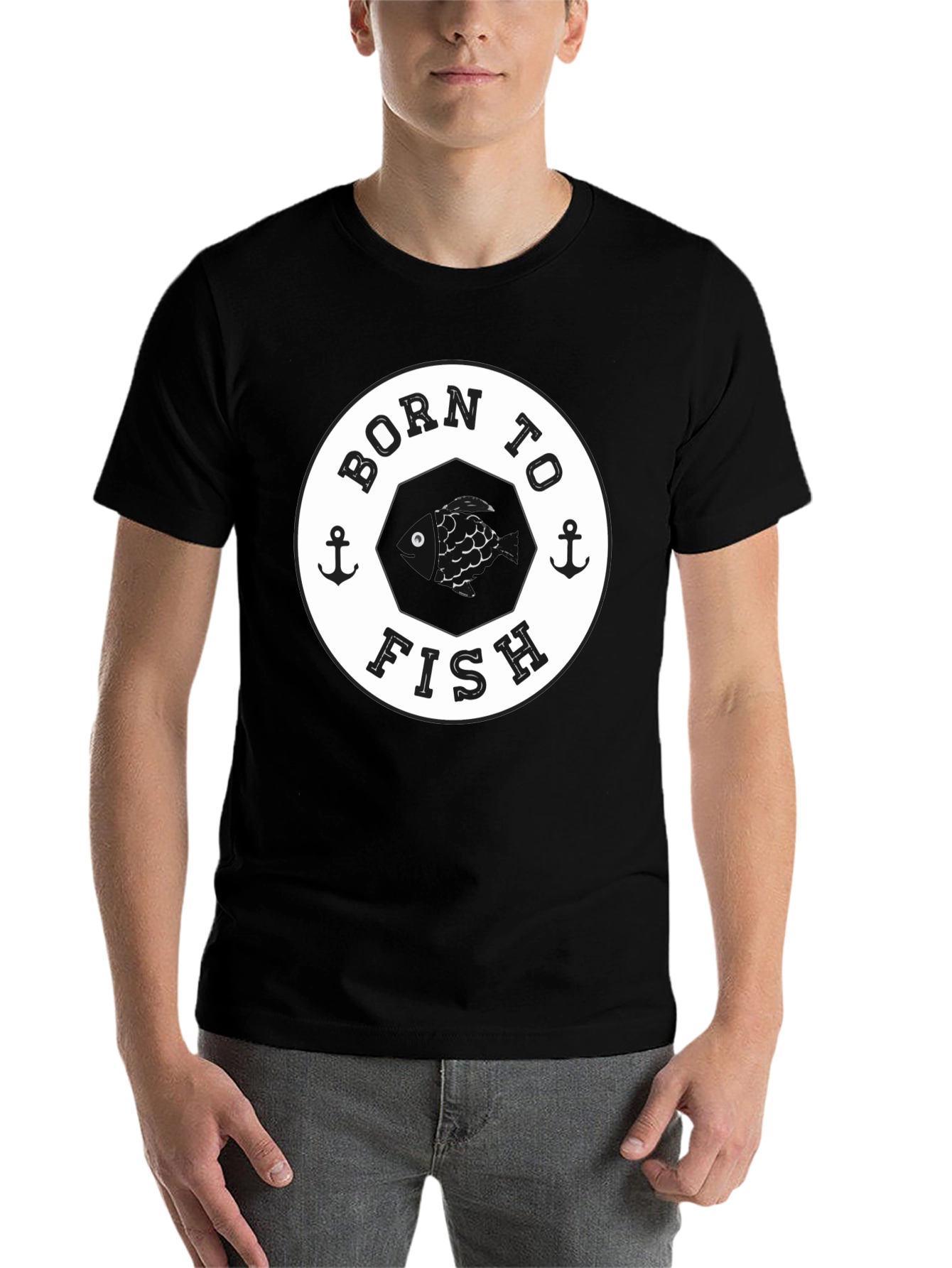 Born To Fish T-Shirt - Anchor Nautical Design Tee