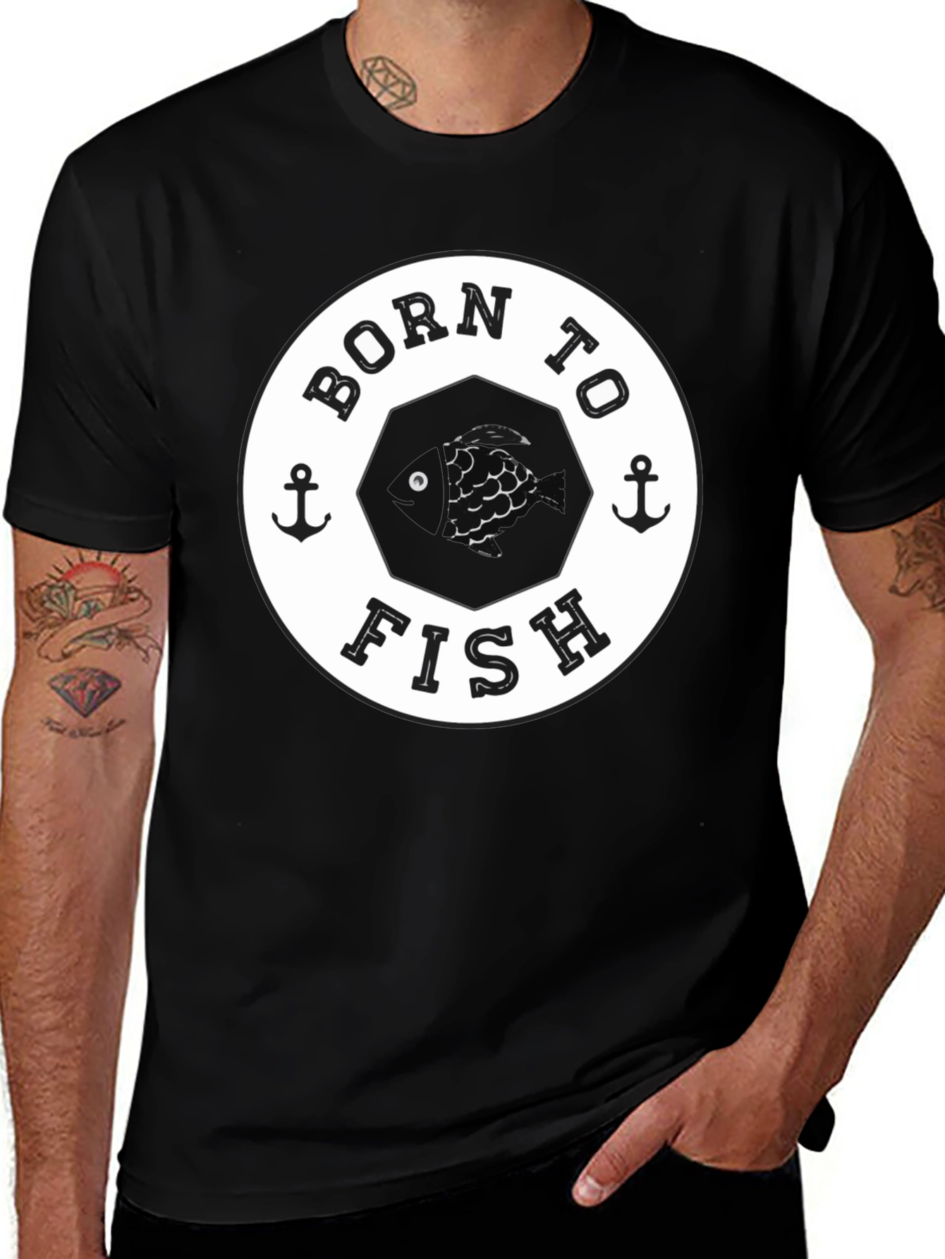 Born To Fish T-Shirt - Anchor Nautical Design Tee