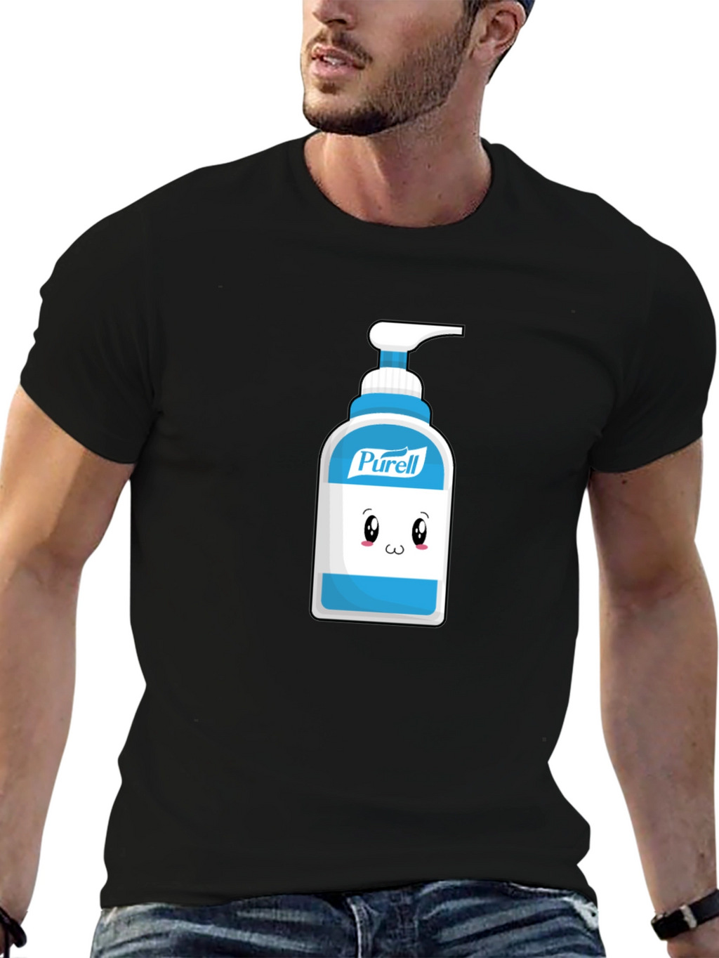 Cute Hand Sanitizer Graphic Tee - Black Cotton Shirt
