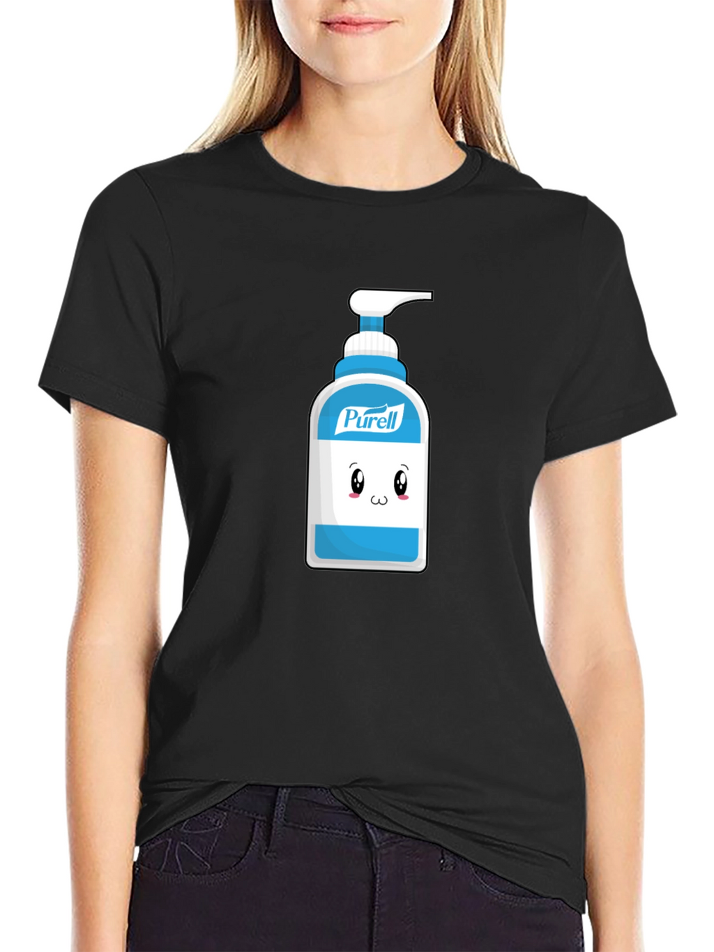 Cute Hand Sanitizer Graphic Tee - Black Cotton Shirt