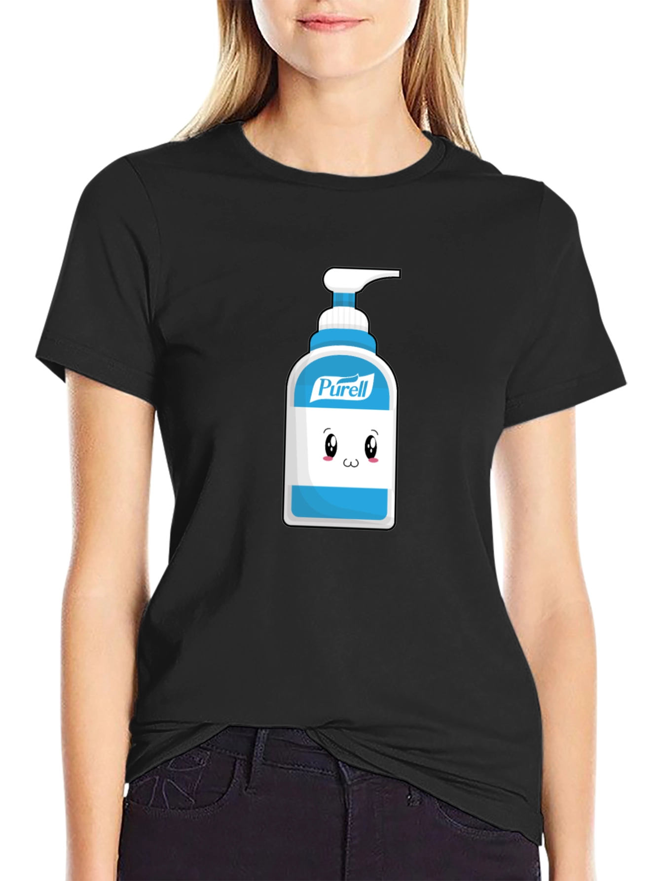 Cute Hand Sanitizer Graphic Tee - Black Cotton Shirt