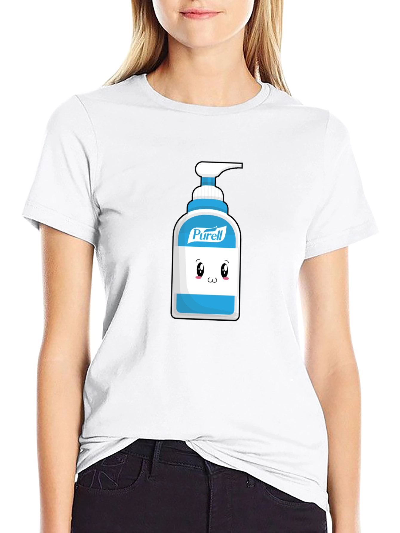 Cute Hand Sanitizer Graphic Tee - Black Cotton Shirt
