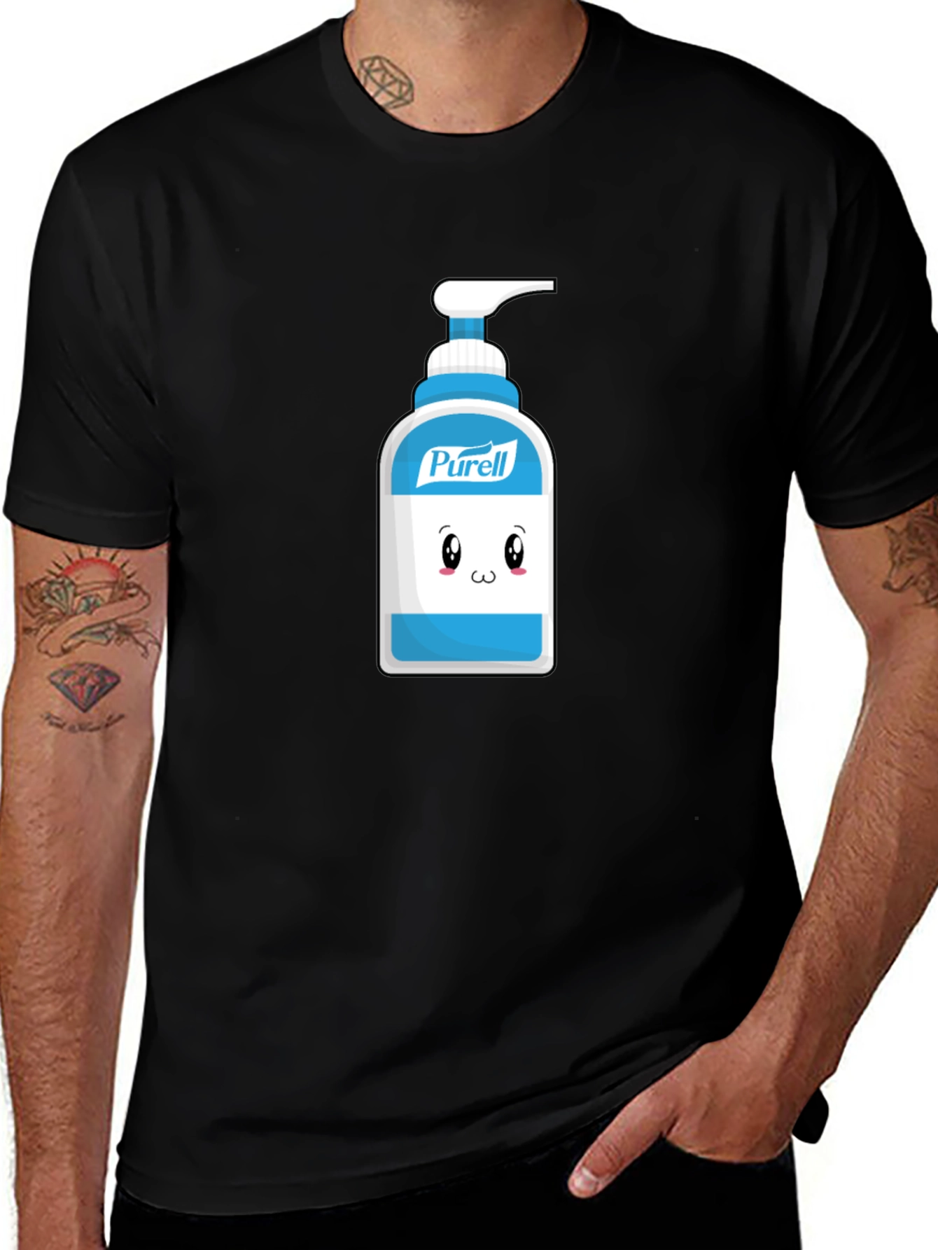 Cute Hand Sanitizer Graphic Tee - Black Cotton Shirt