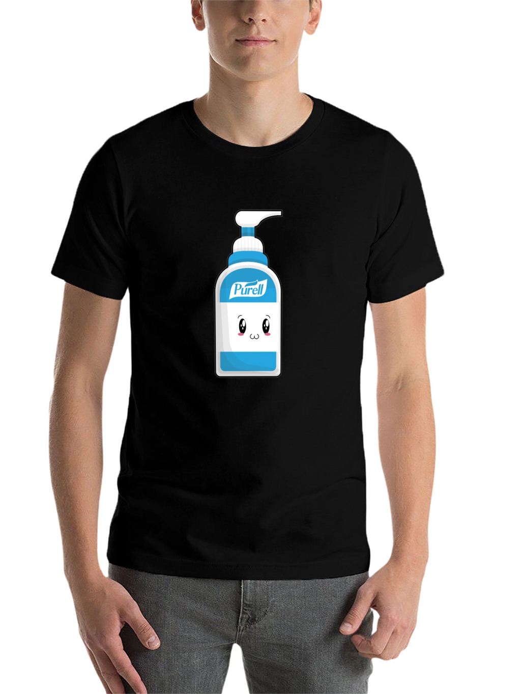 Cute Hand Sanitizer Graphic Tee - Black Cotton Shirt