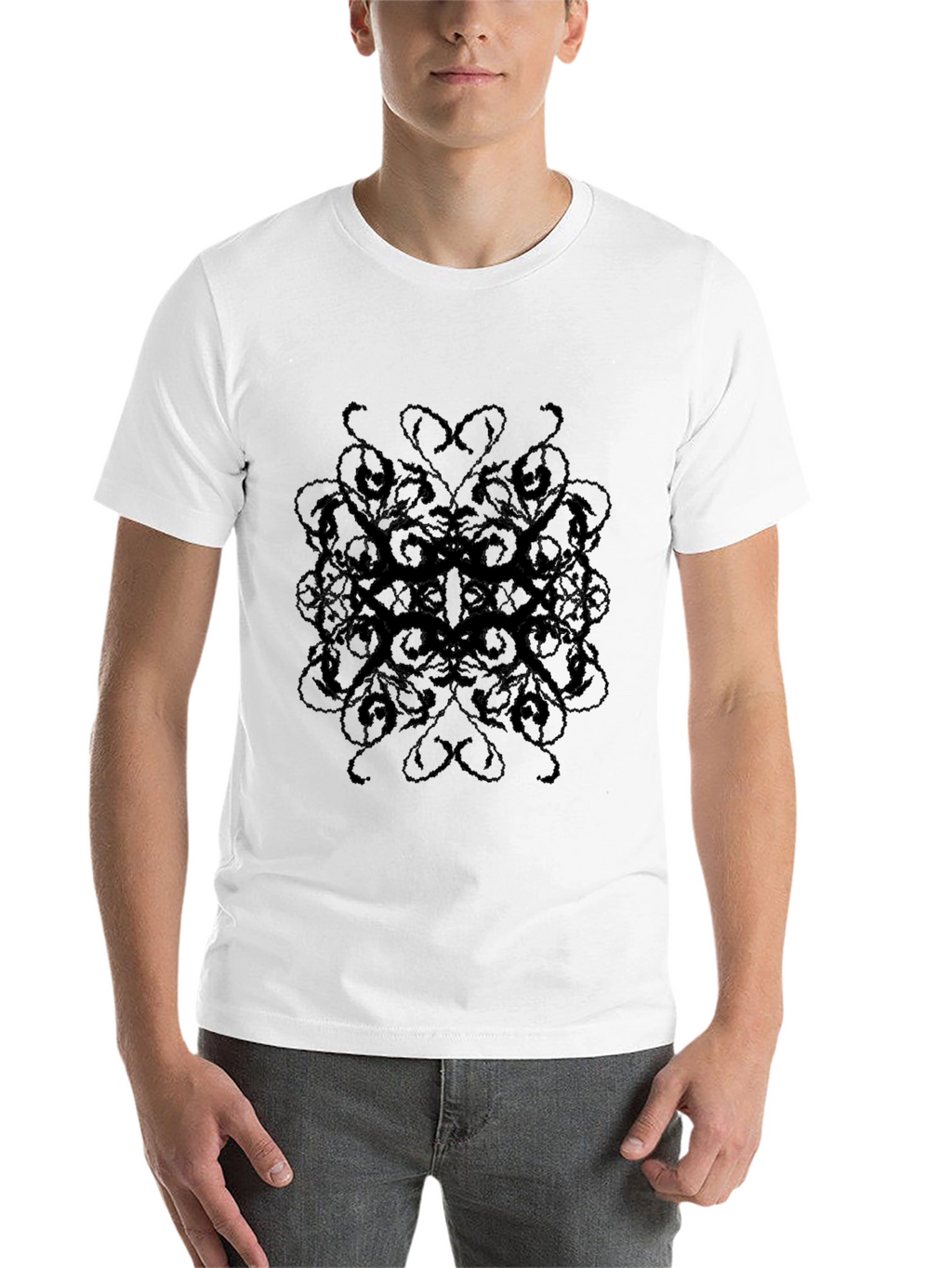 Mens Black Patterned T-Shirt - Casual Style