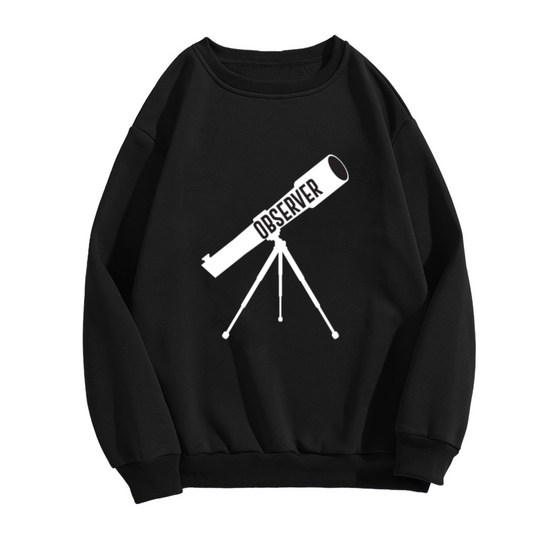Observer Telescope Stargazer Minimalist Crewneck Sweatshirt | Astronomy Night Sky Pullover, Space Lover Gift