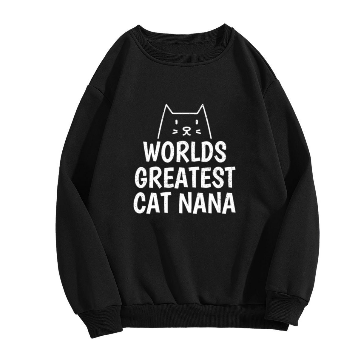 World's Greatest Cat Nana Crewneck Sweatshirt - Cute Cat Line Art Gift, Grandma From Cat Pullover, Fur Grandma Top