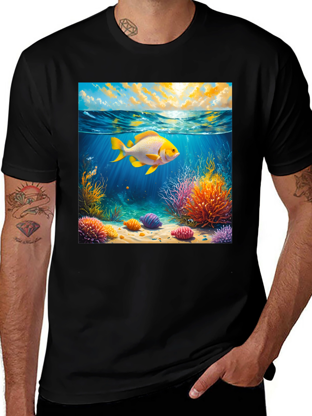 Underwater Goldfish Graphic Tee