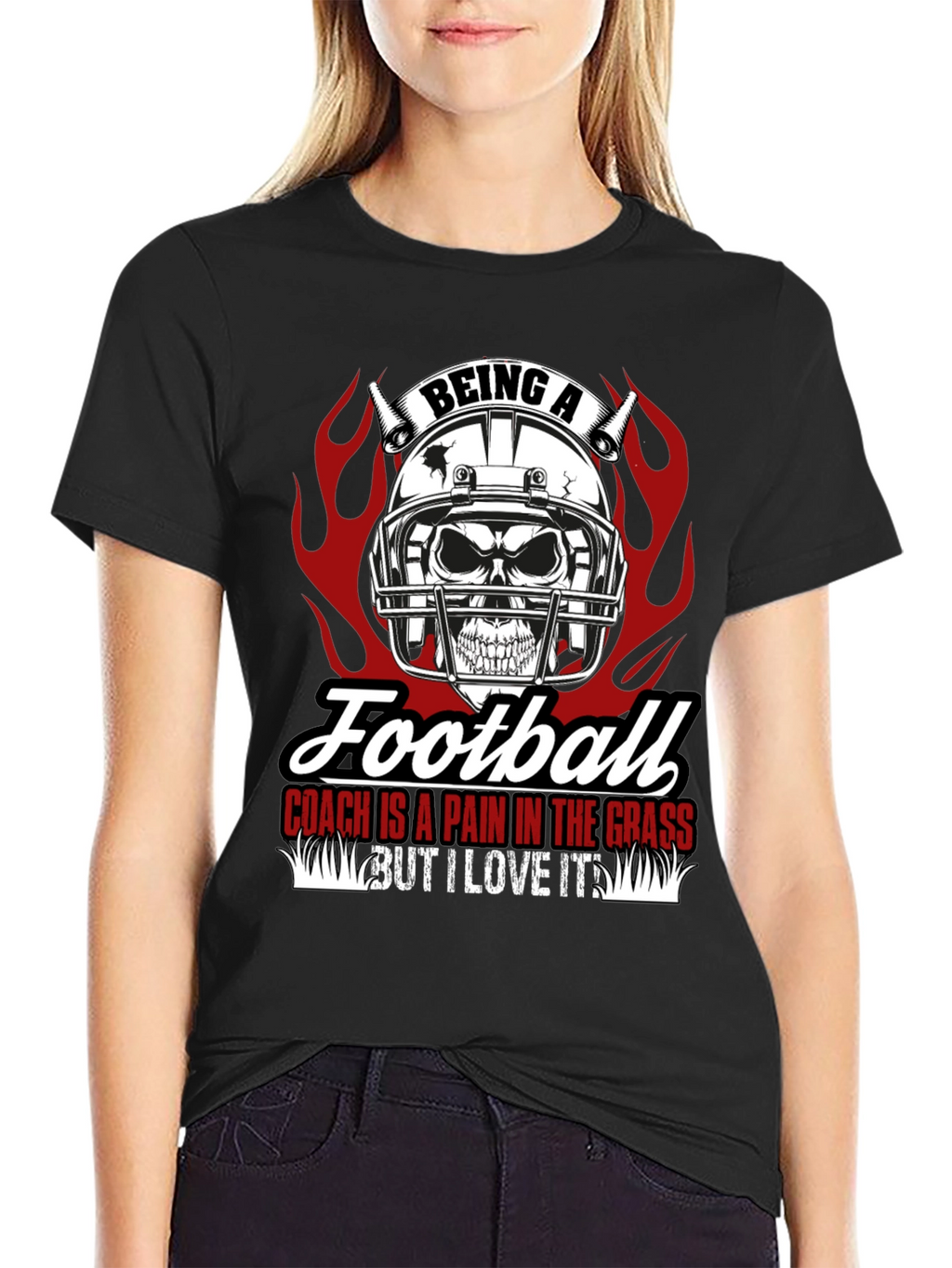 Football Coach Skull Graphic T-Shirt