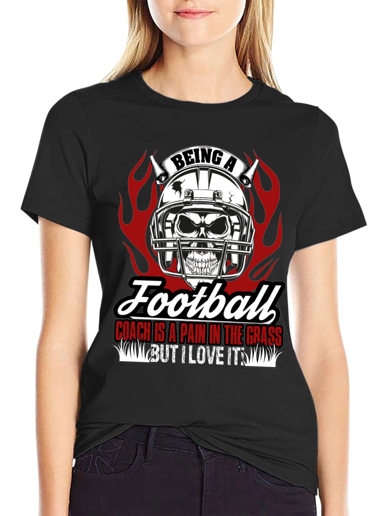 Football Coach Skull Graphic T-Shirt