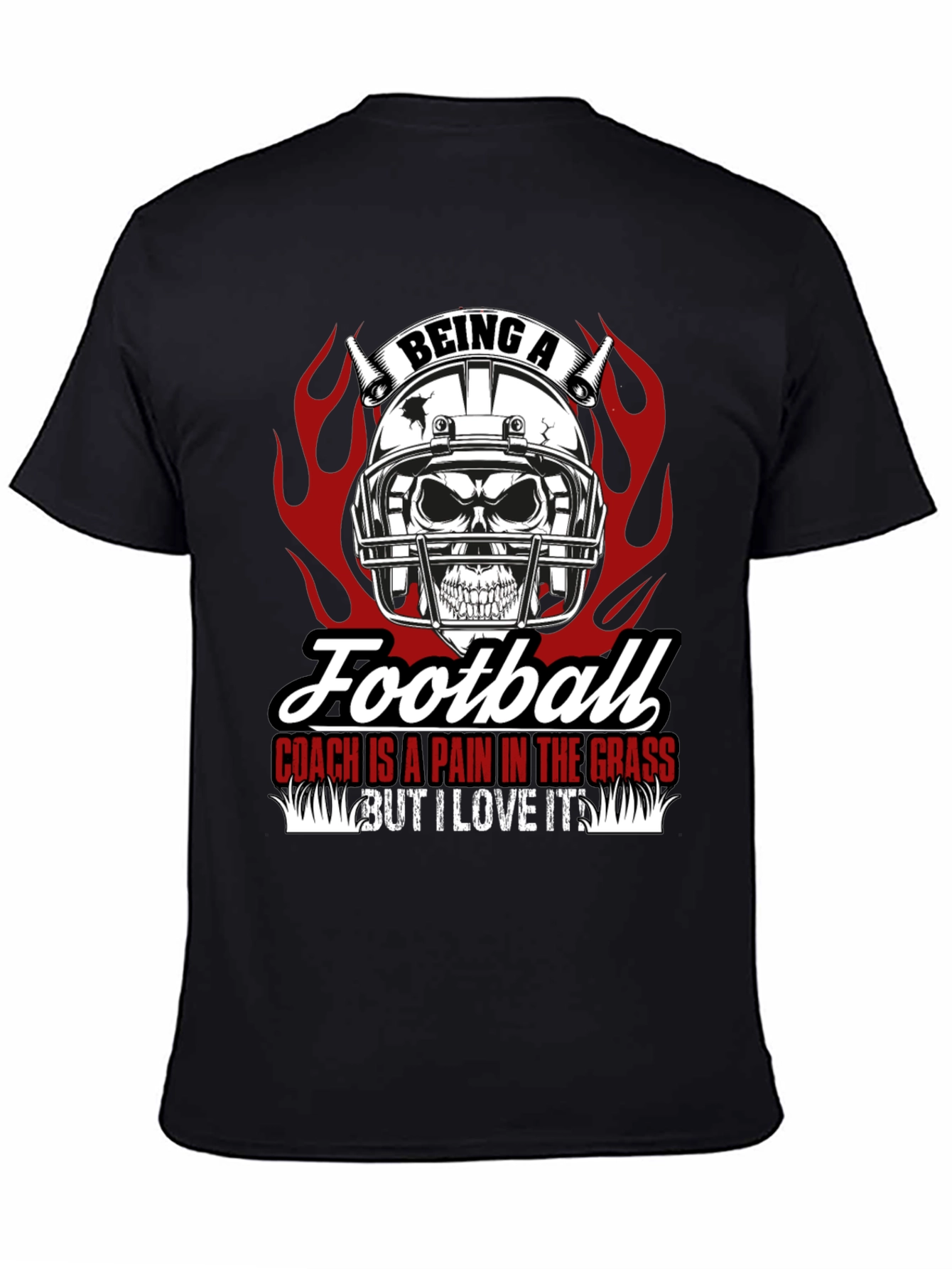 Football Coach Skull Graphic T-Shirt