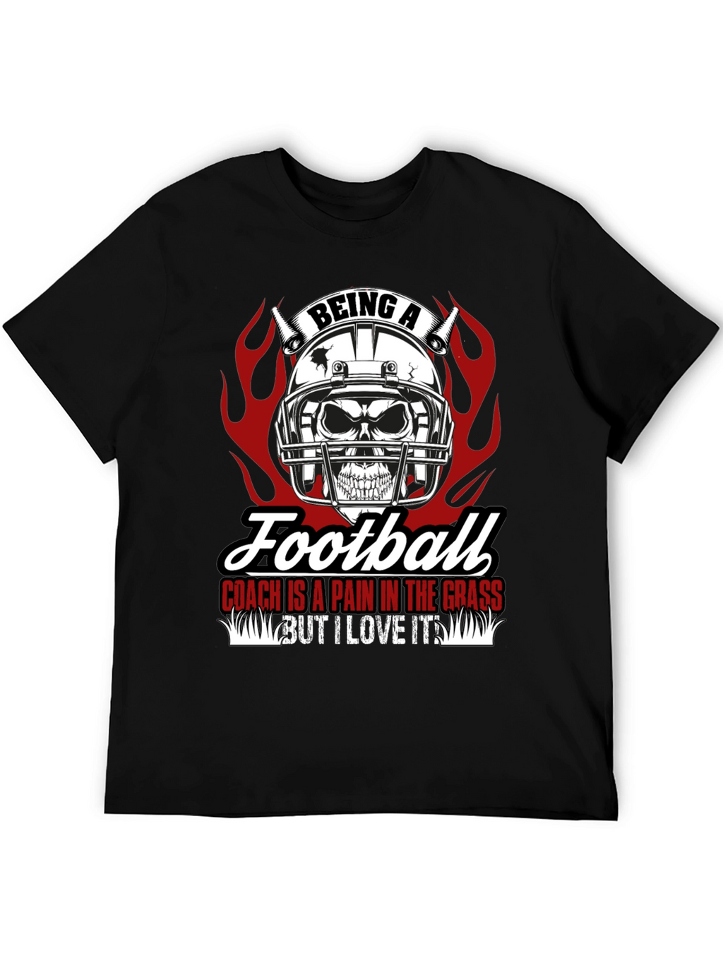 Football Coach Skull Graphic T-Shirt