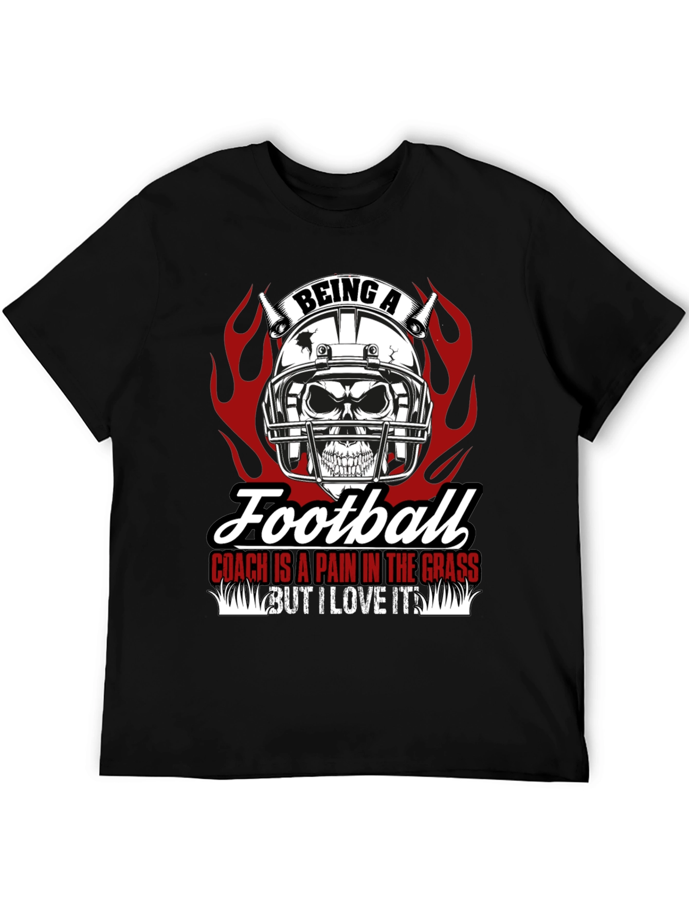 Football Coach Skull Graphic T-Shirt