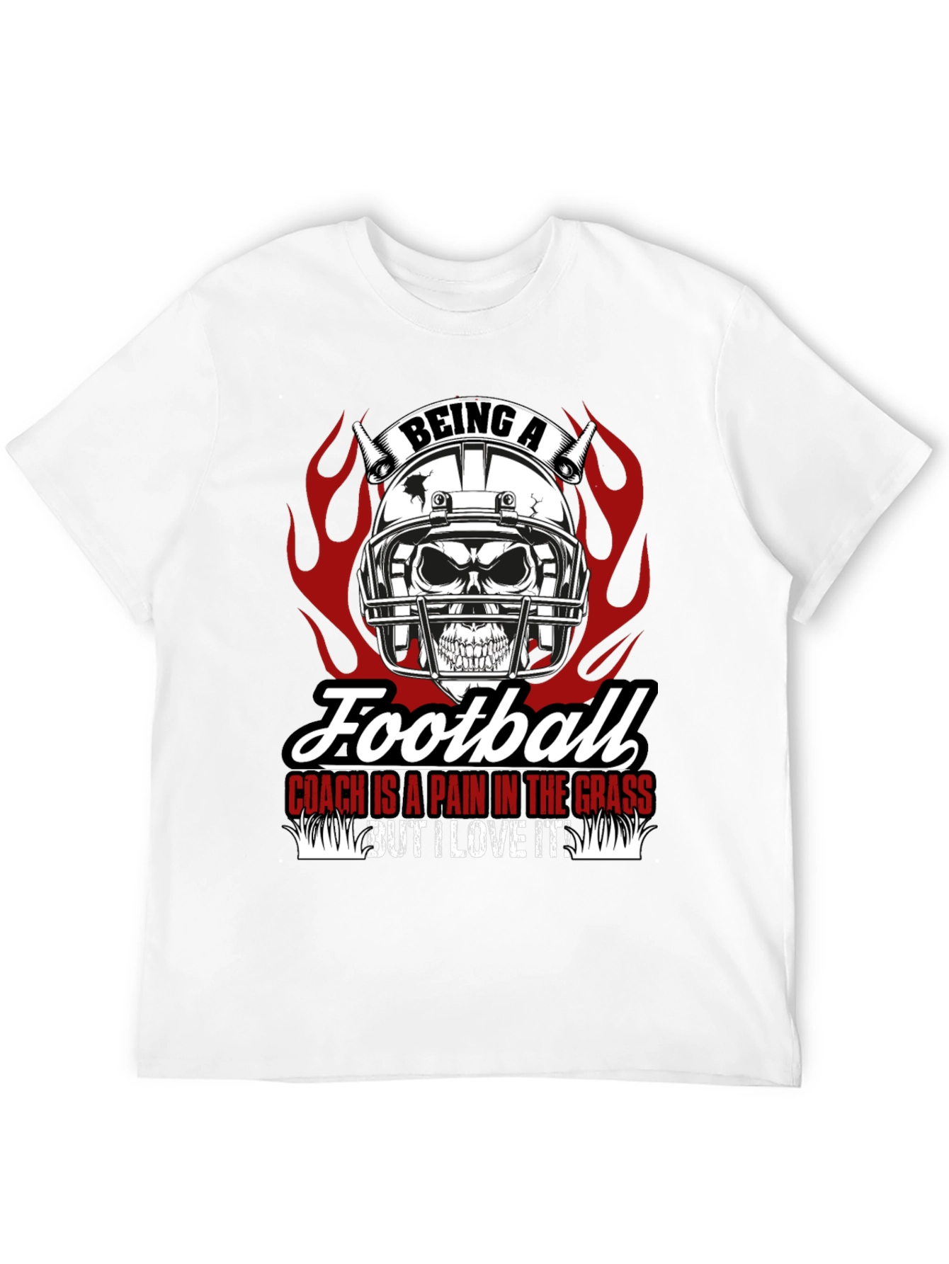 Football Coach Skull Graphic T-Shirt