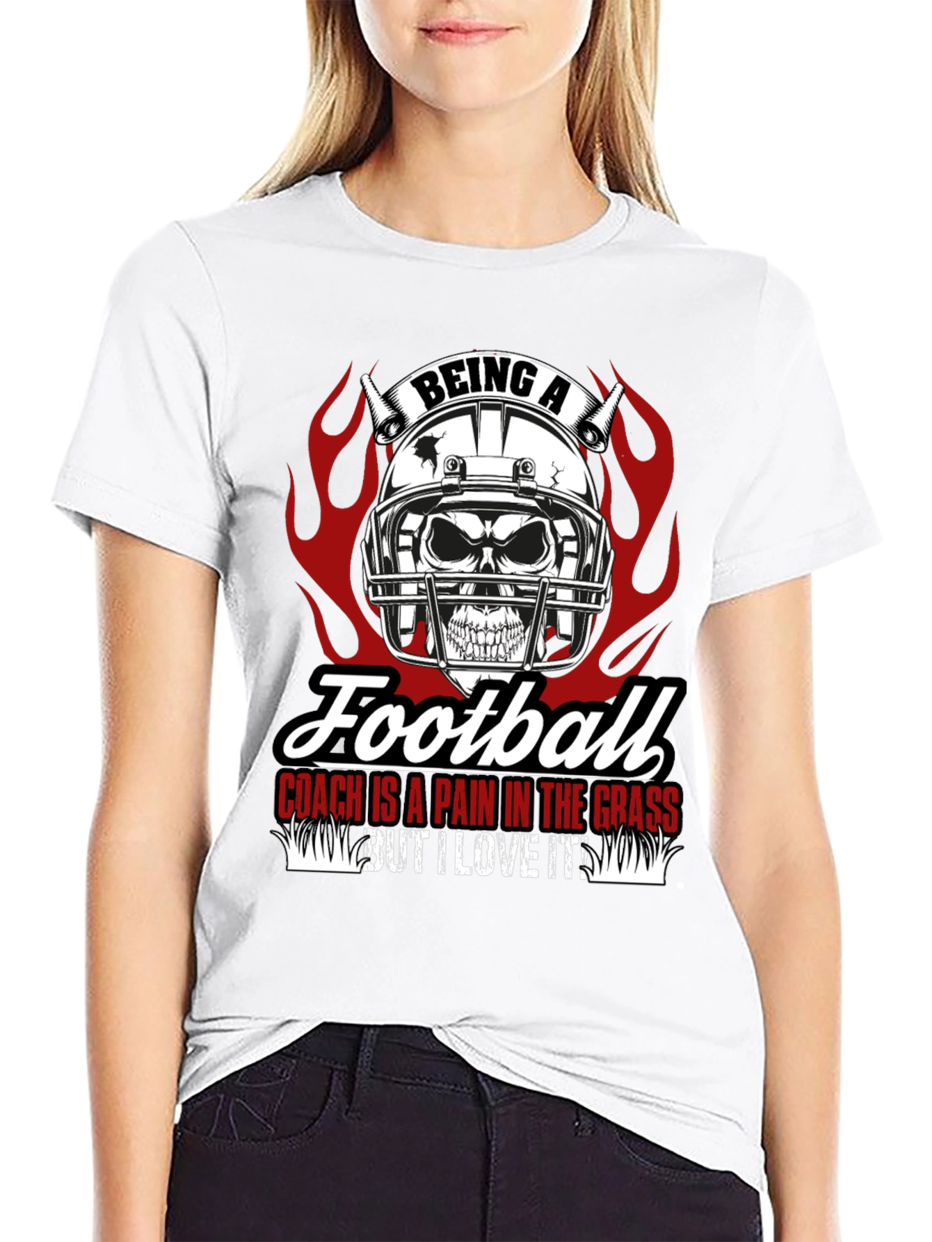 Football Coach Skull Graphic T-Shirt