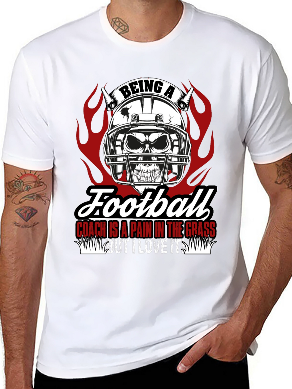 Football Coach Skull Graphic T-Shirt