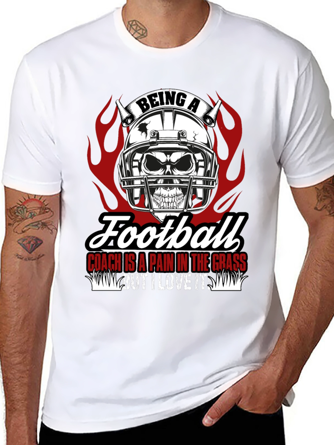 Football Coach Skull Graphic T-Shirt