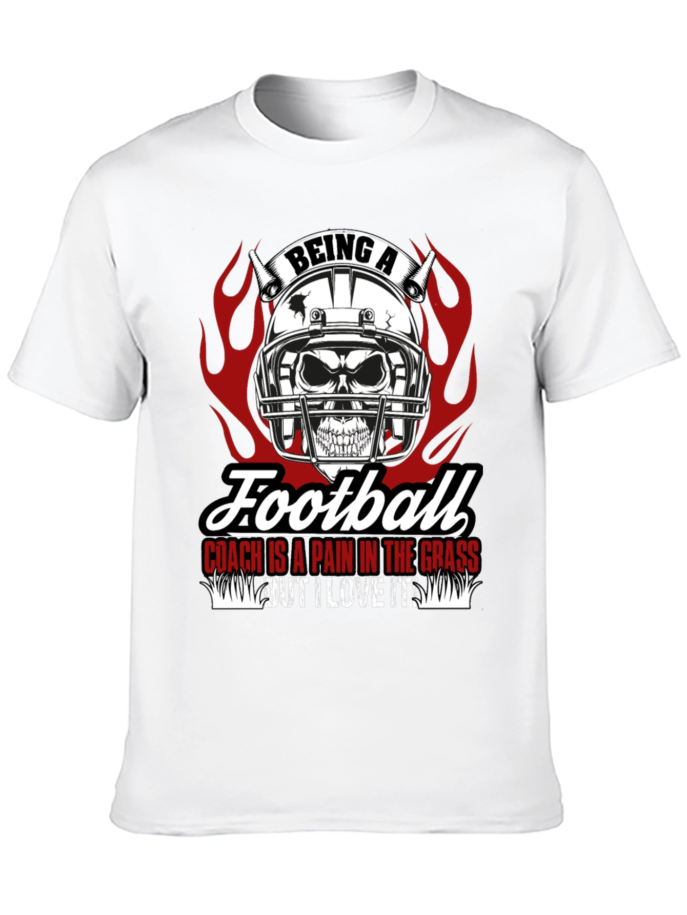 Football Coach Skull Graphic T-Shirt