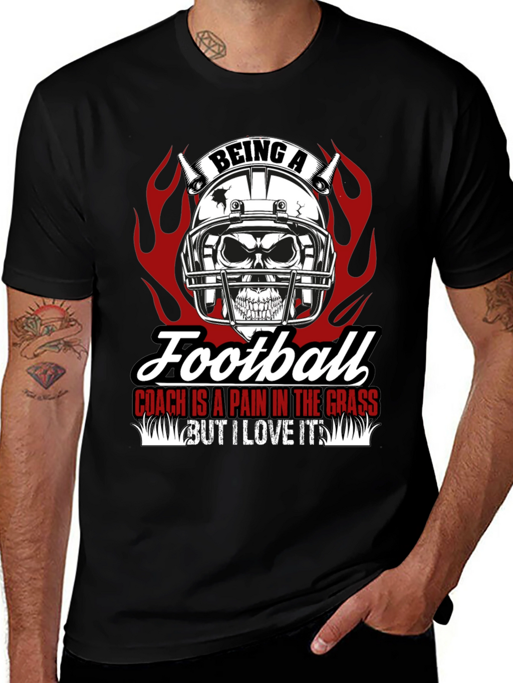 Football Coach Skull Graphic T-Shirt
