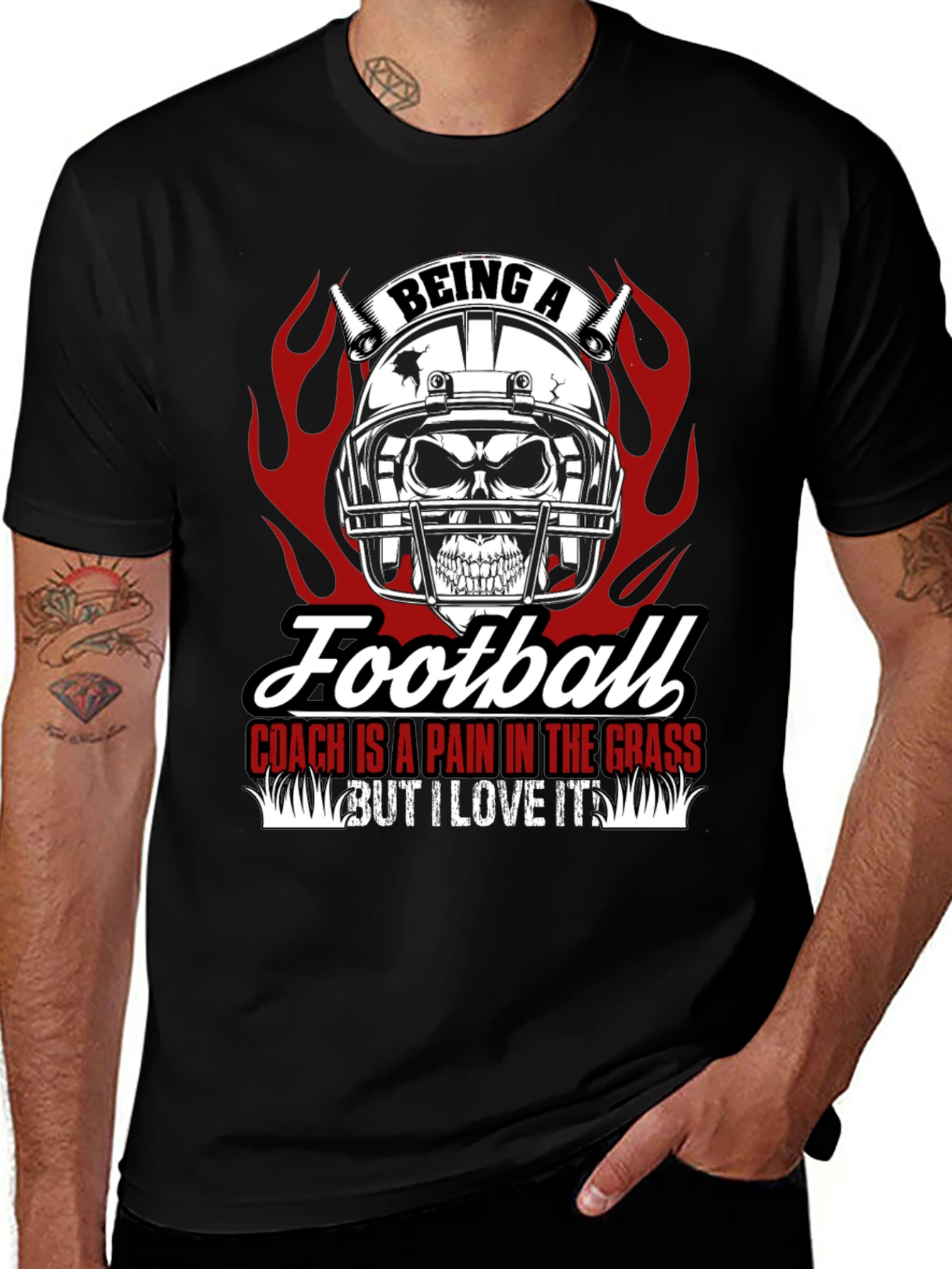 Football Coach Skull Graphic T-Shirt