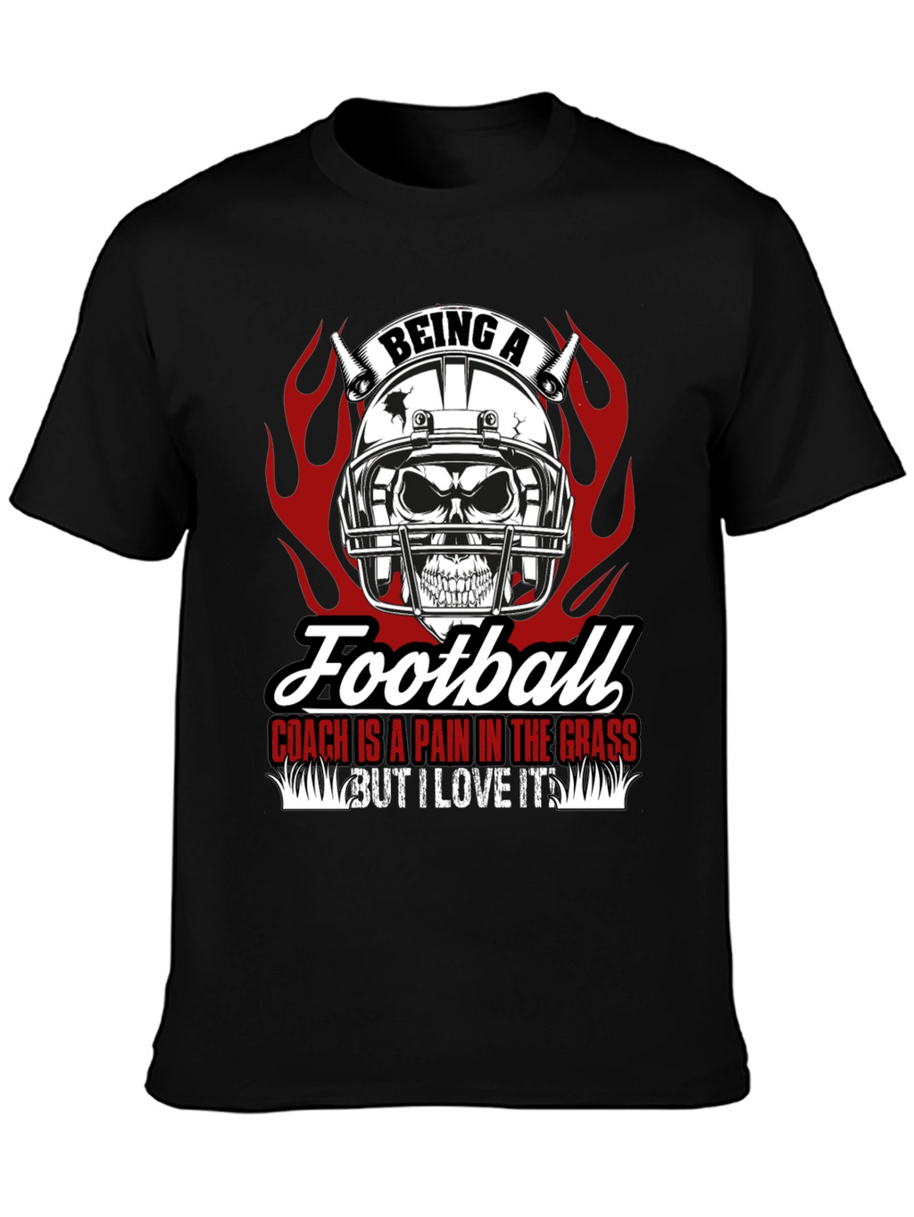 Football Coach Skull Graphic T-Shirt