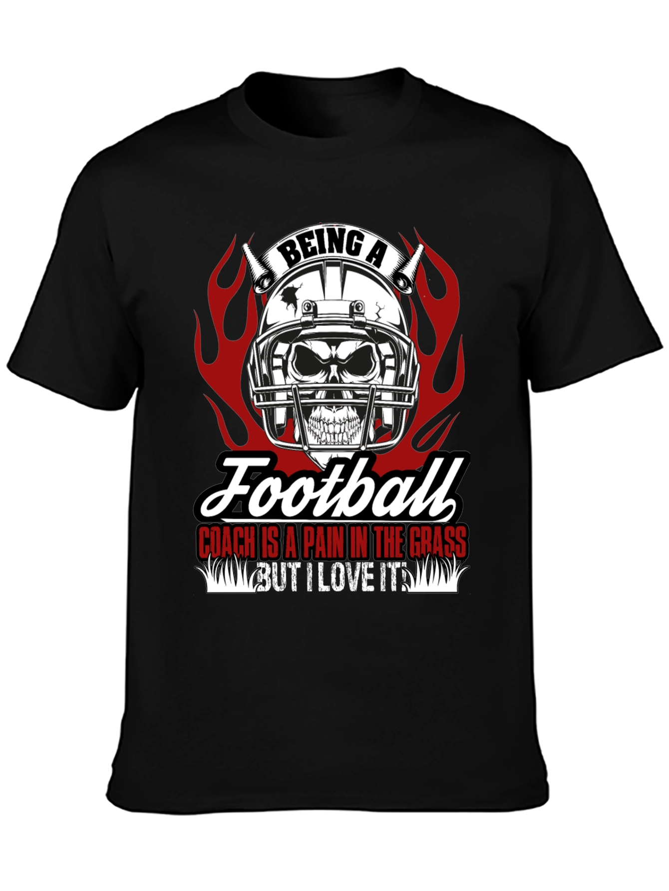 Football Coach Skull Graphic T-Shirt