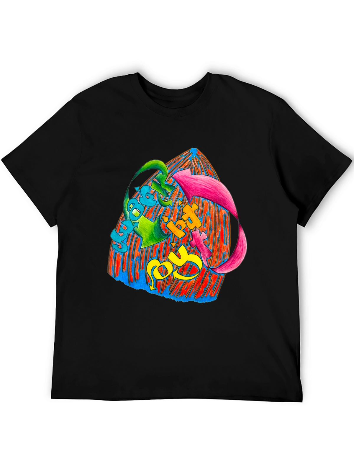 Vibrant Graphic Print Black T-Shirt