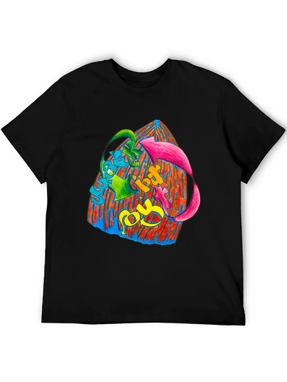 Vibrant Graphic Print Black T-Shirt