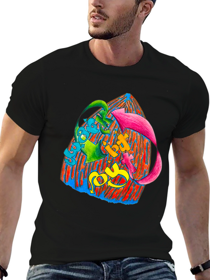 Vibrant Graphic Print Black T-Shirt