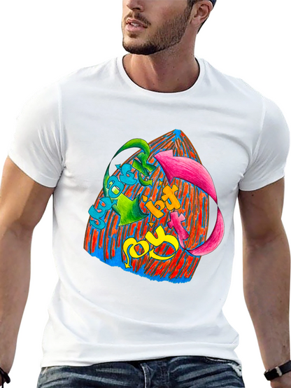 Vibrant Graphic Print Black T-Shirt