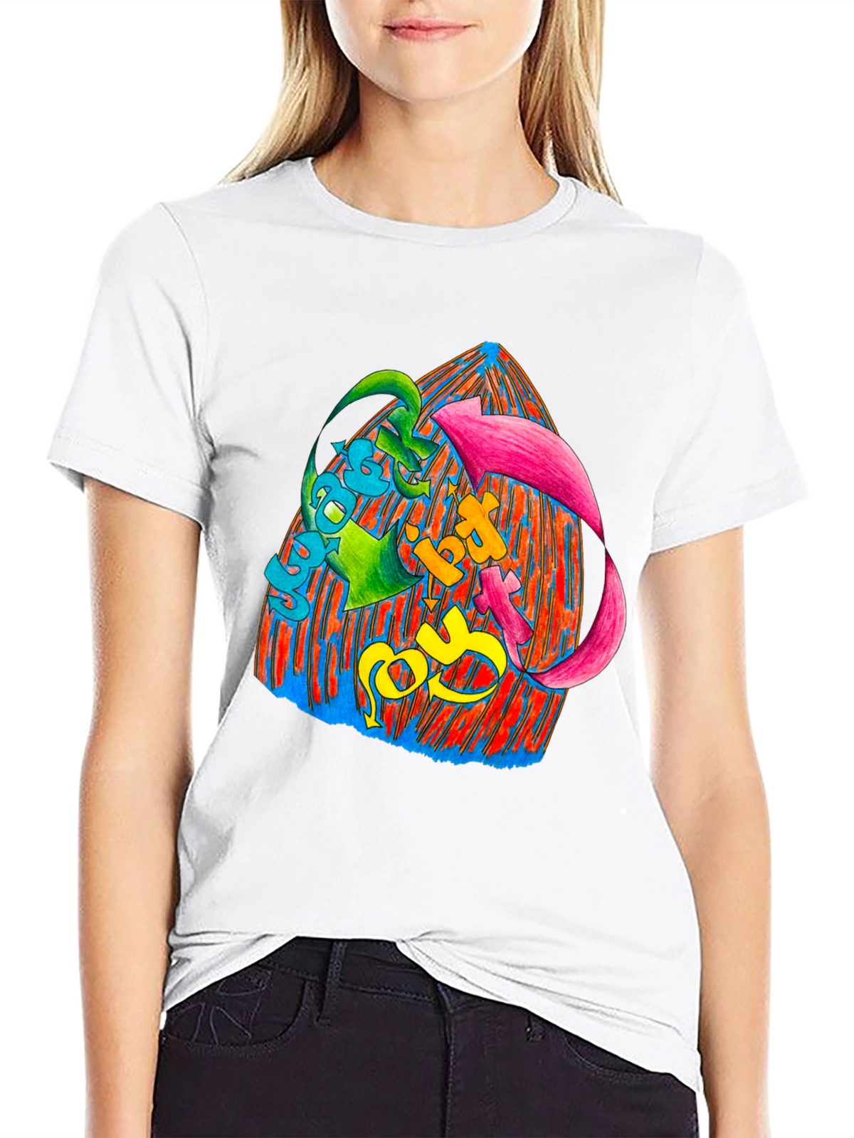 Vibrant Graphic Print Black T-Shirt