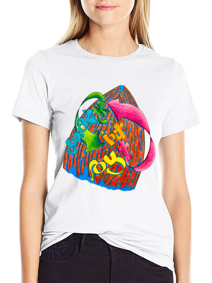 Vibrant Graphic Print Black T-Shirt