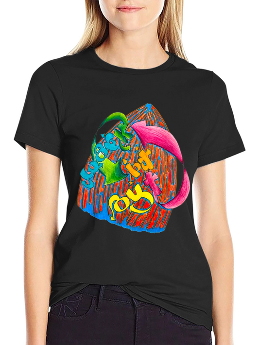 Vibrant Graphic Print Black T-Shirt