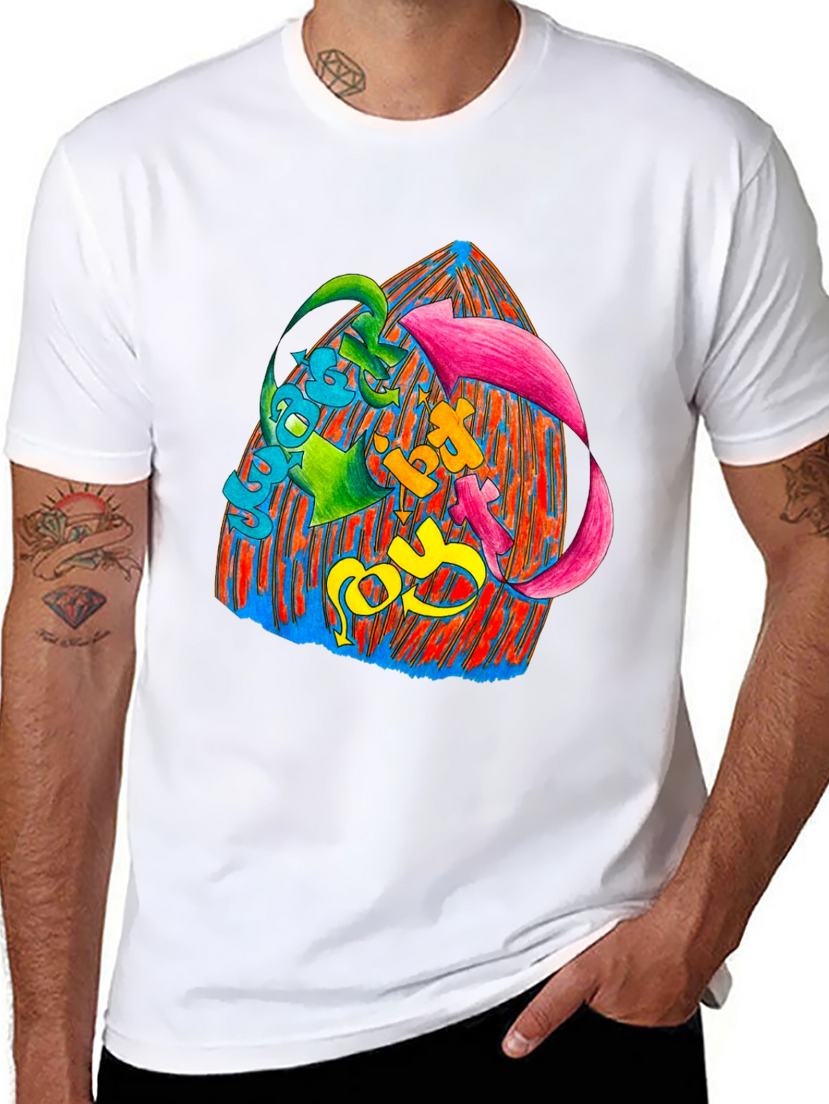 Vibrant Graphic Print Black T-Shirt