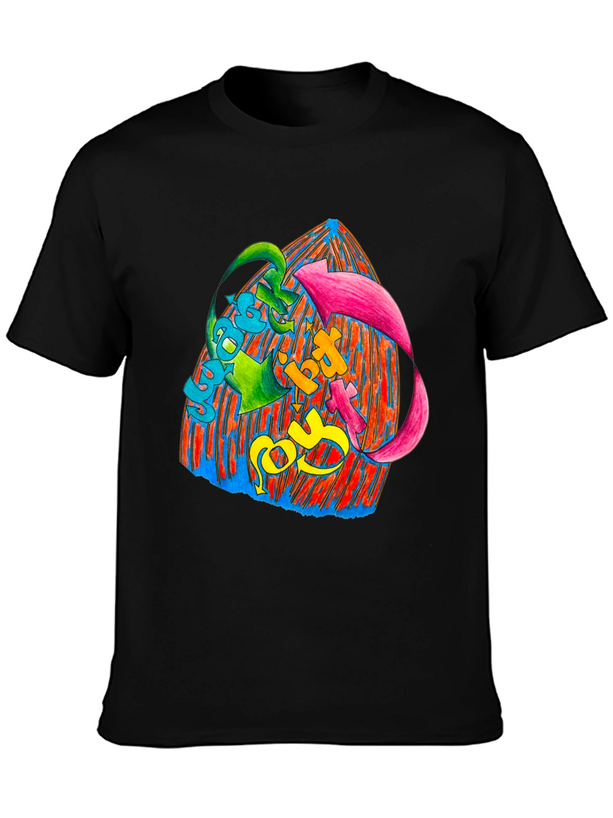 Vibrant Graphic Print Black T-Shirt