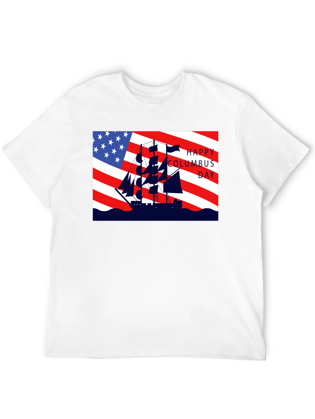 Columbus Day T-Shirt American Flag Sailing Ship Tee