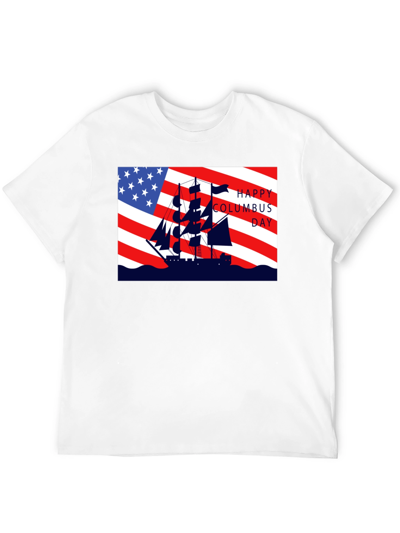 Columbus Day T-Shirt American Flag Sailing Ship Tee