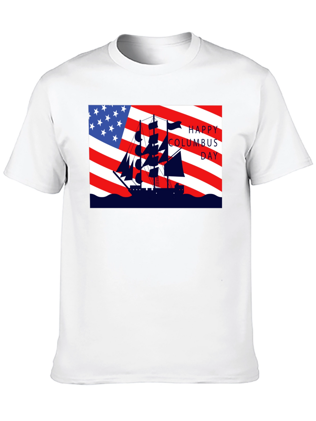 Columbus Day T-Shirt American Flag Sailing Ship Tee