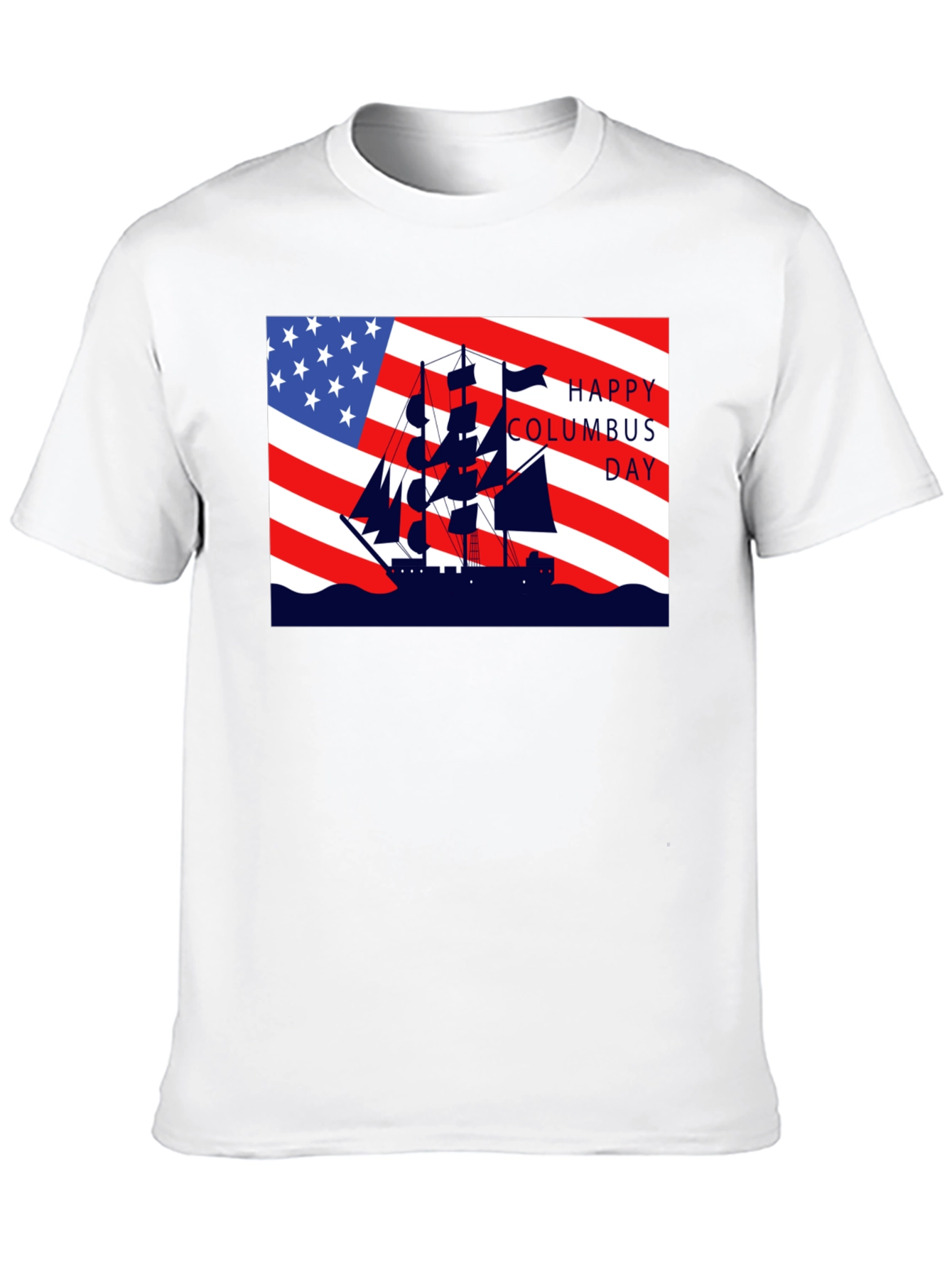 Columbus Day T-Shirt American Flag Sailing Ship Tee