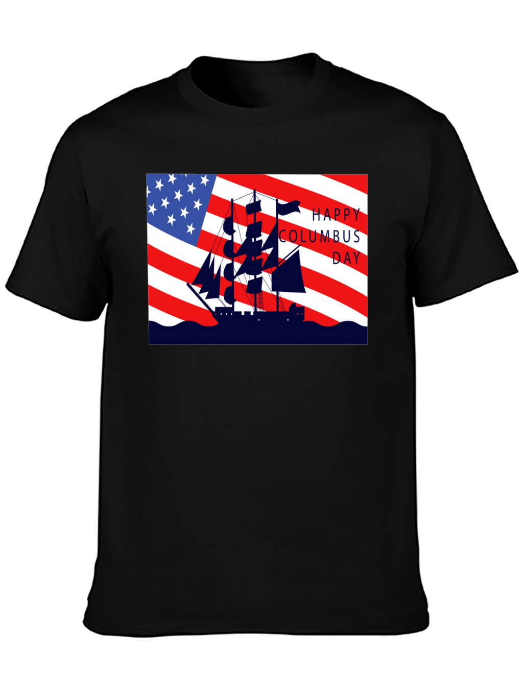 Columbus Day T-Shirt American Flag Sailing Ship Tee