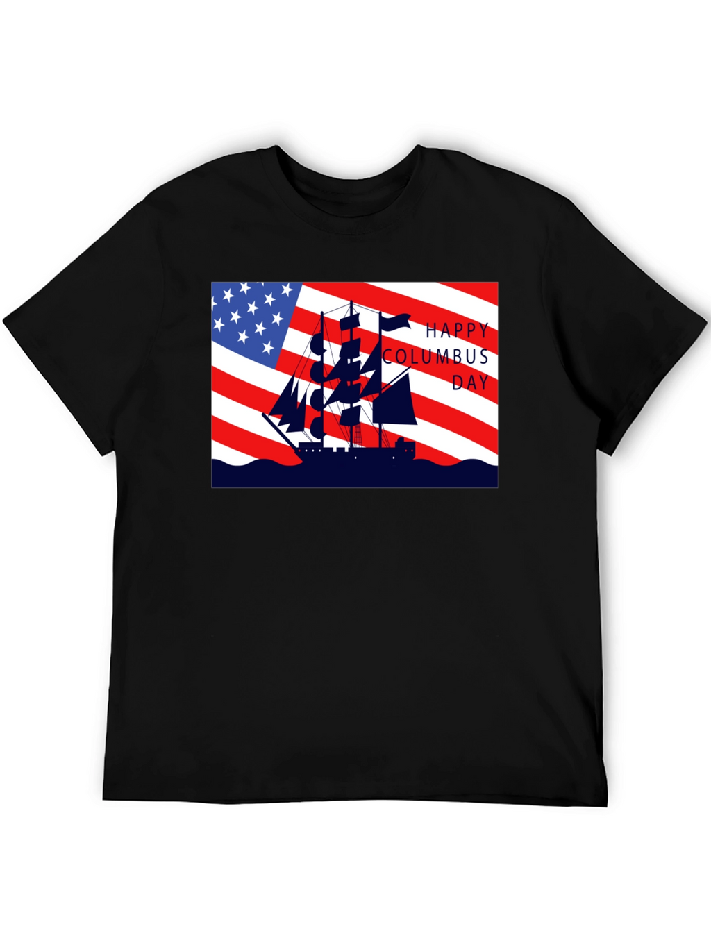 Columbus Day T-Shirt American Flag Sailing Ship Tee